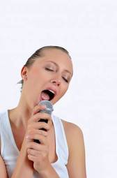 Naklejka usta mikrofon piękny ładny