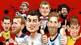Plakat rosja kreskówka portret sportowy piłka
