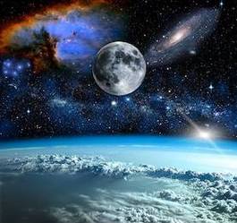 Naklejka kometa astronauta noc galaktyka gwiazda