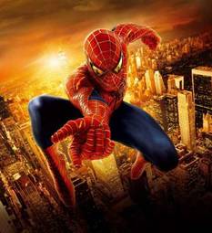 Plakat spiderman w powietrzu