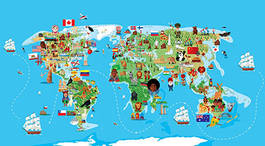 Naklejka dziecięca mapa świata