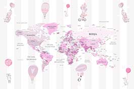 Naklejka mapa świata dla dziewczynki