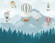 Naklejka dla dzieci z balonami i górami