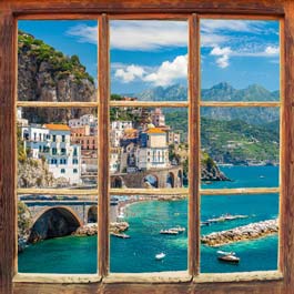 Plakat piękne włoskie miasteczko