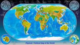 Plakat fizyczno-polityczna mapa świata