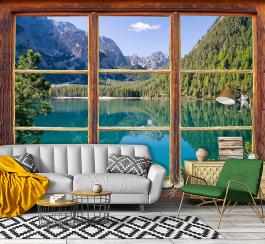 Fototapeta widok z okna na alpejski krajobraz