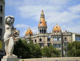 Plakat wieża hiszpania barcelona sztuka architektura
