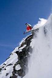Fotoroleta szwajcaria śnieg narty klif