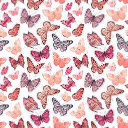 Foto zasłona retro seamless texture with flying butterflies. watercolor paint