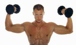 Plakat hantle siłownia ćwiczenie mężczyzna zdrowy