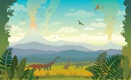 Plakat łąka zwierzę sztuka dinozaur
