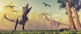 Plakat park zwierzę drzewa dinozaur