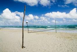 Plakat woda tropikalny plaża siatkówka morze