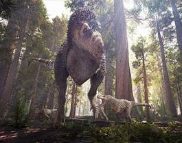 Plakat dinozaur roślina 3d dzieci las