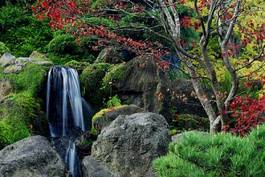 Plakat japonia japoński jesień wodospad