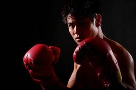 Plakat bokser mężczyzna lekkoatletka sport azjatycki