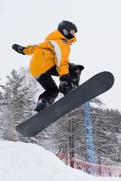 Plakat góra snowboard niebo sportowy