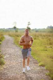 Plakat lekkoatletka jogging portret mężczyzna droga