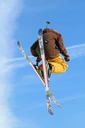 Plakat sport narty śnieg snowboard