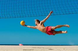 Fotoroleta fitness ludzie siatkówka plaża piłka