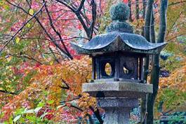 Plakat japoński jesień zen sanktuarium świątynia