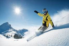 Plakat sporty zimowe twarz wzgórze zabawa snowboard