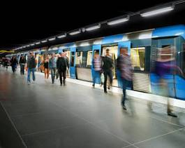 Plakat ludzie miejski metro ruch transport