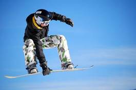 Plakat lekkoatletka snowboard sport góra alpy