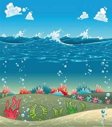 Fotoroleta morze pejzaż komiks fala tropikalny