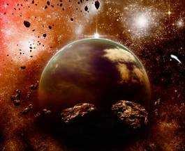 Plakat planeta kosmos niebo 3d wszechświat