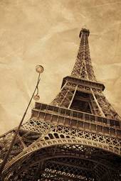 Plakat europa retro francja wieża architektura