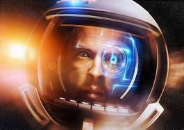 Plakat galaktyka księżyc mężczyzna astronauta gwiazda