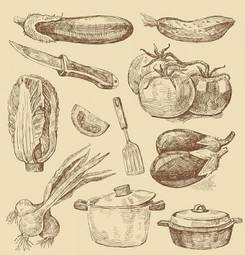 Plakat zbiory jedzenie retro warzywo