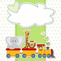 Plakat dzieci wzór ładny niedźwiedź słoń