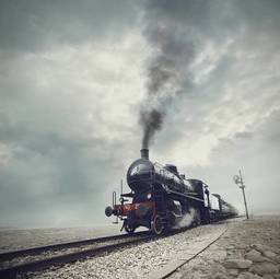 Plakat stary silnik lokomotywa
