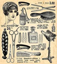 Plakat retro vintage nożyczki kobieta