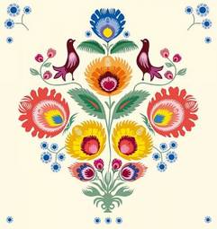 Plakat wzór ludowy regionalnych kwiatowy tradycyjnych