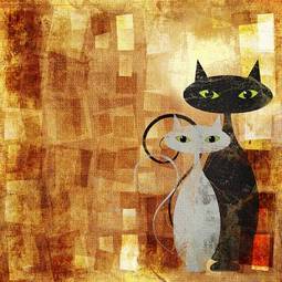 Plakat olej miłość kot stary