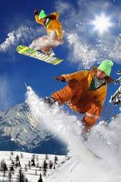 Plakat alpy sport snowboard