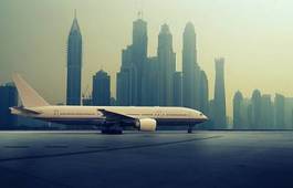 Obraz na płótnie miejski samolot drapacz metropolia miasto