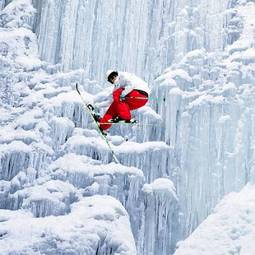 Plakat śnieg narciarz sport lekkoatletka