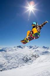 Plakat snowboarder śnieg lekkoatletka snowboard
