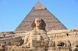 Plakat lew antyczny egipt stary niebo