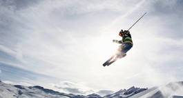 Plakat niebo snowboard słońce snowboarder