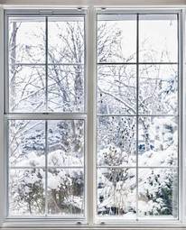 Plakat urok zimy za oknem