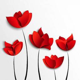 Plakat kwitnący tulipan modny kwiat 3d