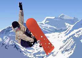 Plakat snowboard śnieg sporty zimowe narciarz
