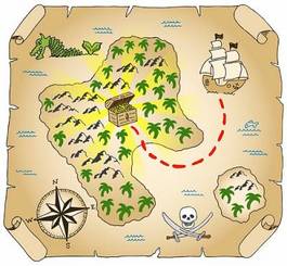 Naklejka żaglowiec wyspa kompas mapa morze