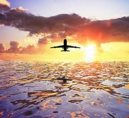 Plakat samolot morze transport niebo
