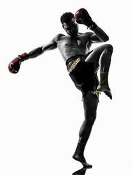 Plakat mężczyzna kick-boxing ćwiczenie ludzie sport